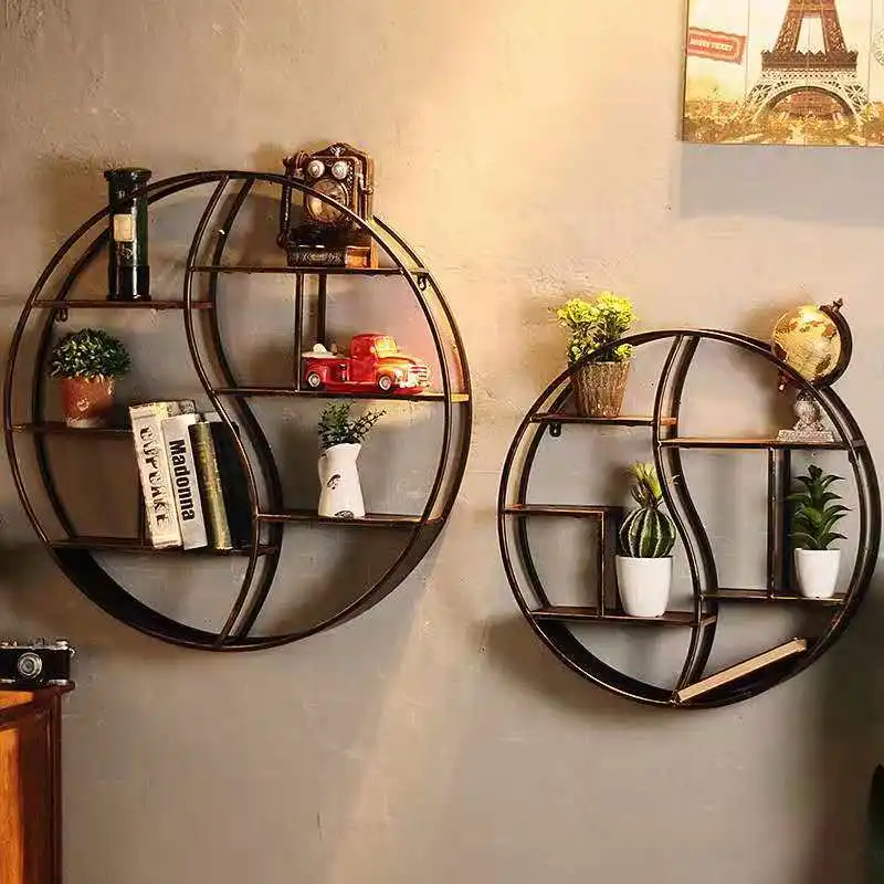 

Модная железная круглая настенная полка для хранения Louis, декоративная книжная полка