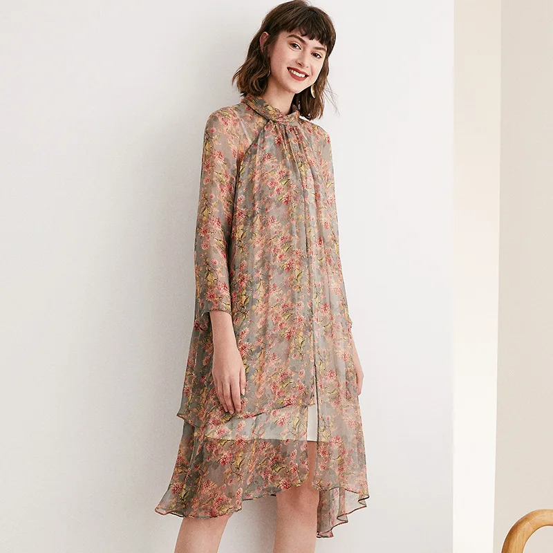 Винтажное летнее платье женская одежда бохо 100% натуральный шелк Mid Vestidos женские
