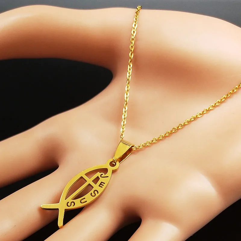 Модные сандалии с закругленным Иисуса из нержавеющей стали Necklacese женские