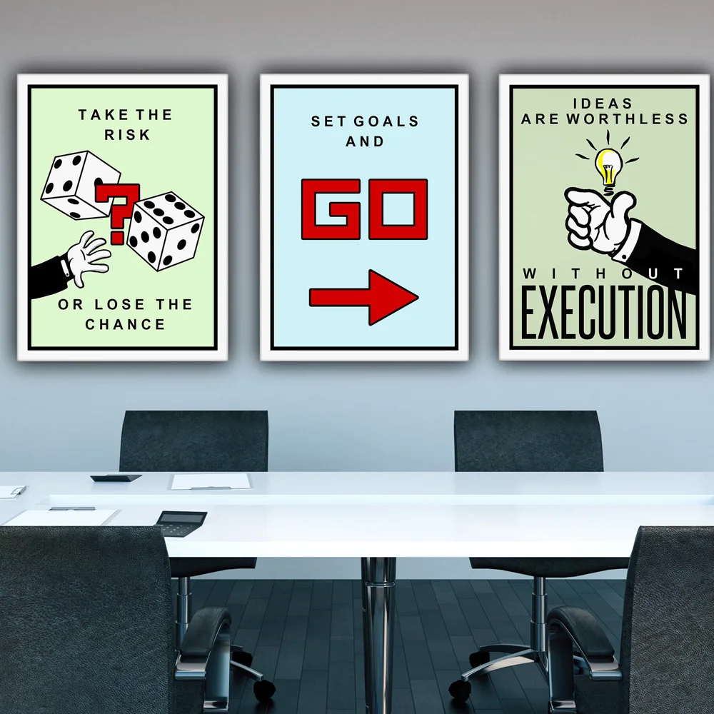 Установите цели и Go художественная стена с цитатой холст печать офисное