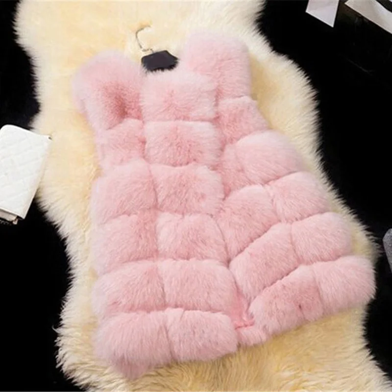 Sungtin 7 цветов искусственный мех пальто черный длинный женский меховой жилет