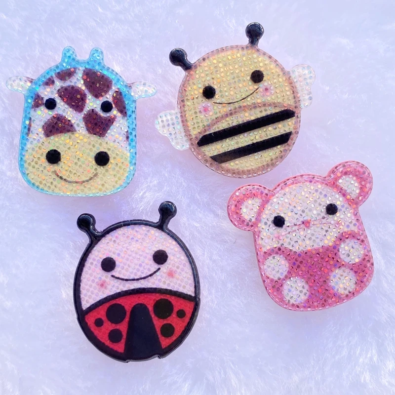 8 шт. новые милые акриловые Сияющие животные с плоским основанием кабошон