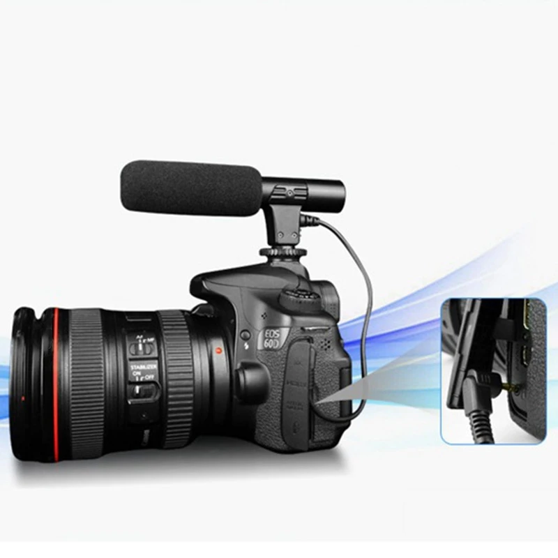 

3.5mm Stereo Camera Microphone for Nikon Canon SLR Camera VLOG Photography Interview Digital Video Recording Microphone