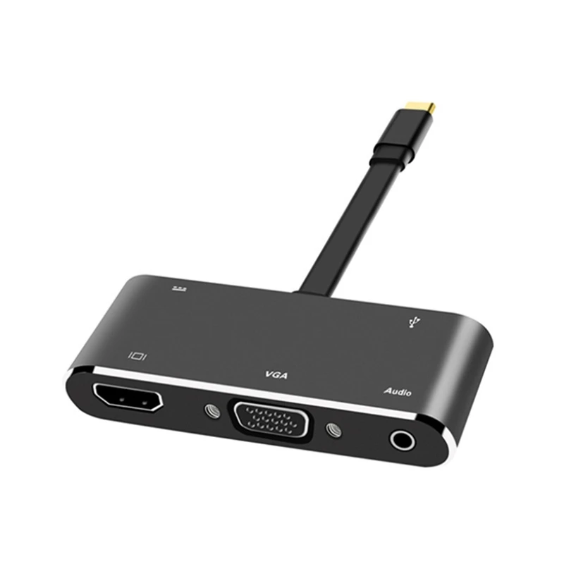 

Тип-C концентратор 5-в-1 сплиттер Тип-C на HDMI + VGA + USB3.0 + аудио концентратор USB док-станция для USB-C концентратор