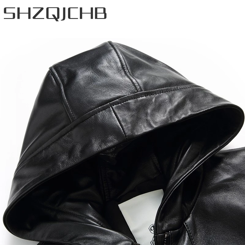 

JCHB 2021 Plus Size 9XL Women Long Genuine Leather Jacket Hoody Loose Fit Trench Coat Ladies Casual Windbreaker Sheepskin Coats