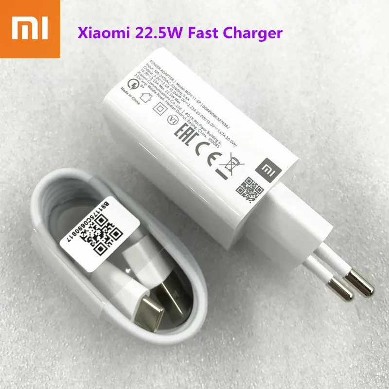 Быстрое зарядное устройство Xiaomi 22 5 Вт оригинальное быстрое стандарта ЕС QC3.0