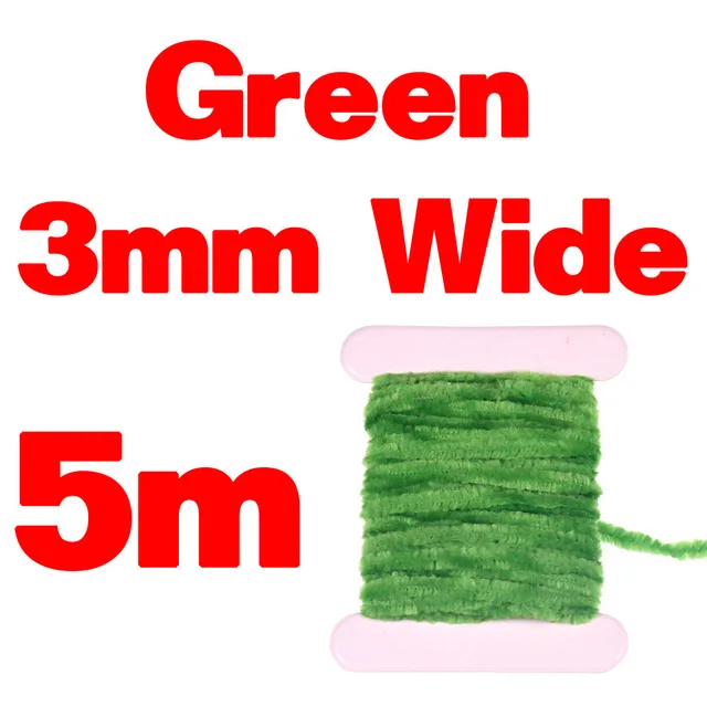 Green 3mmX5m Wifreo 2 мм 3 мм завязывание мушек синель для шерстяных червей пиявки Стример Летать завязывание материал тела цвет красный черный оливковый желтый - Цвет: Green 3mmX5m
