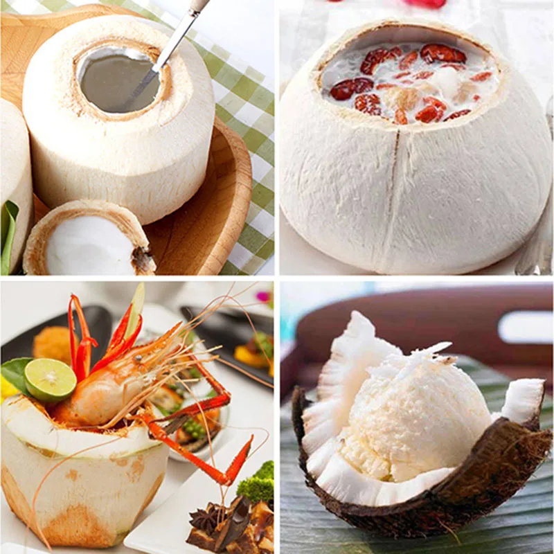 

1 Pcs Bottle Opener Coconut 304 Stainless Steel Opener Coconut Meat Tool Wooden Handle Rubber Hammer Easy To Use Durable