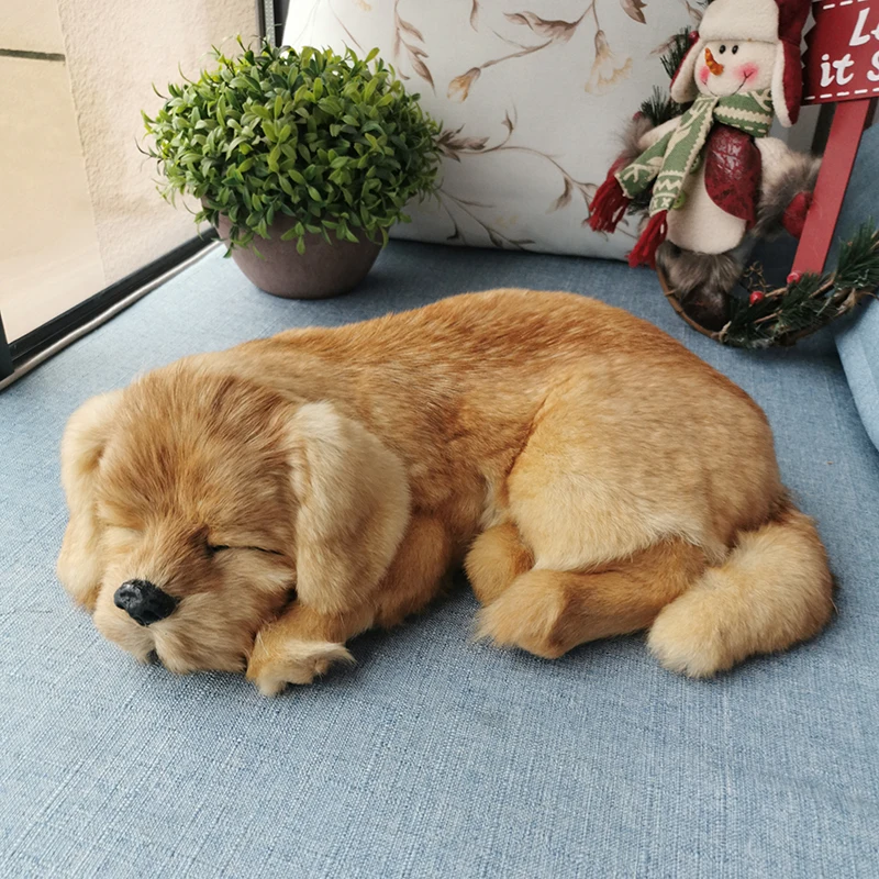 Realistic Soft Dog Golden Retriever Simulation Plush Toy Dog Puppy Doll Kids Birthday Christmas Gift Lifelike Animal Figurines