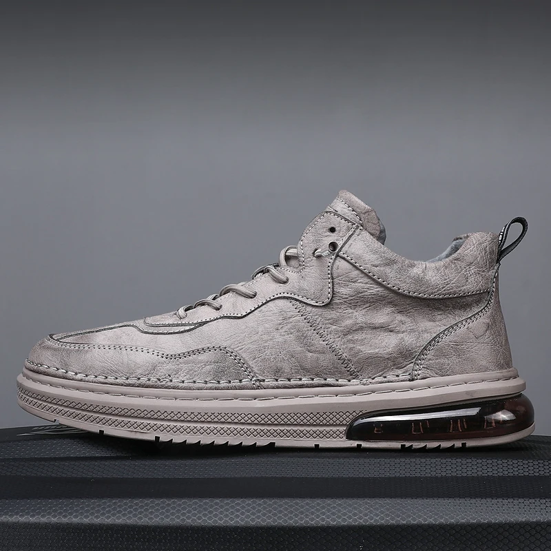 

high-top leather shoes men's casual shoes lace up oxfords fashion sneakers wear-resistant non-slip shoes factory direct sales