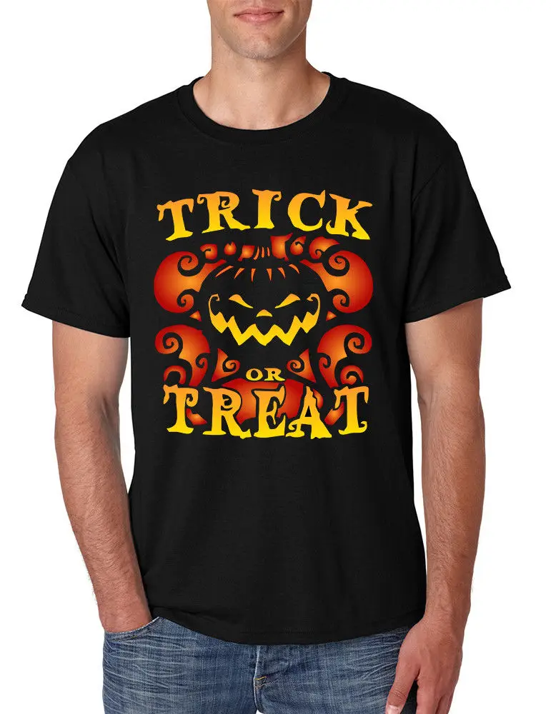 

NEW Men's T Shirt Trick Or Treat Halloween Tee Cute Pumpkin Shirt Comical Shirts Men'S