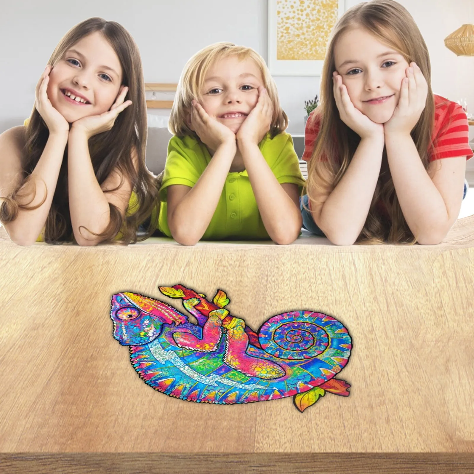 

Wooden Puzzle Toy Montessori Unique Shape Pieces Animal Gift Board Games Adults Kids 5mm A4 Size Wood Box Packaging