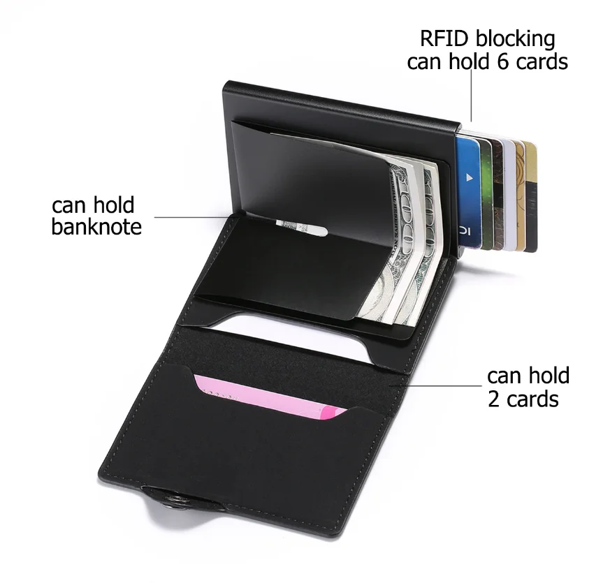 Винтажный кожаный бумажник crazy horse Алюминиевый Rfid ID Card чехол держатель для карт