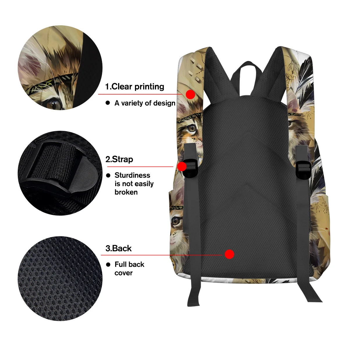 WHEREISART милые окрашенные племенные Рюкзаки-переноски для кошек ноутбук с Usb
