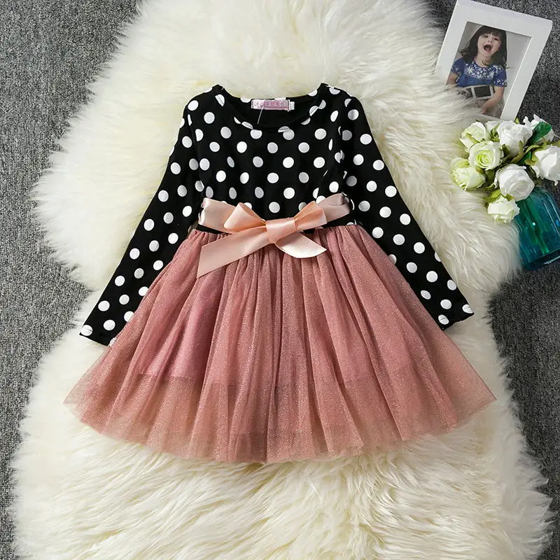 5 pink Новинка; vestido infantil; Детские платья для девочек; осенняя одежда с длинными рукавами; детское праздничное платье принцессы; зимний костюм со звездой - Цвет: 5 pink