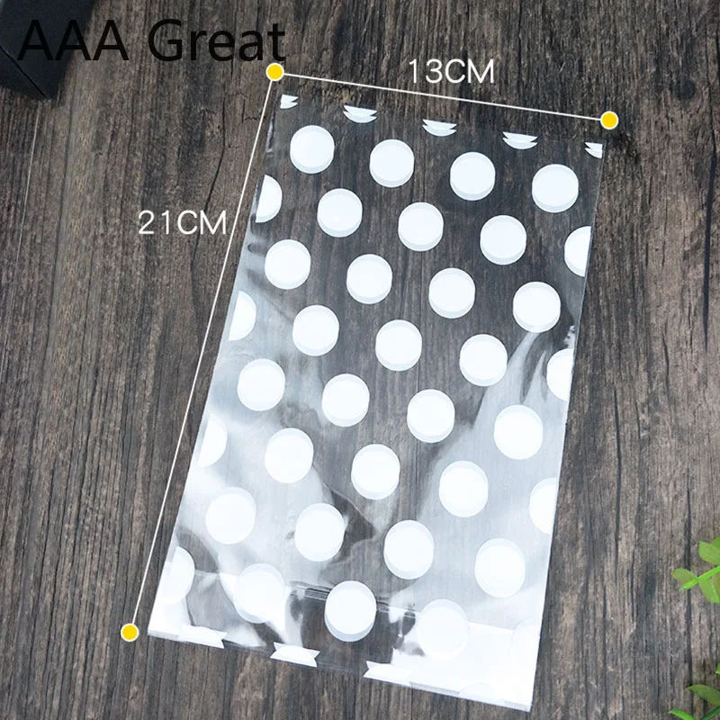 100 шт./лот пластиковая прозрачная целлофановая Подарочная сумка в горошек для