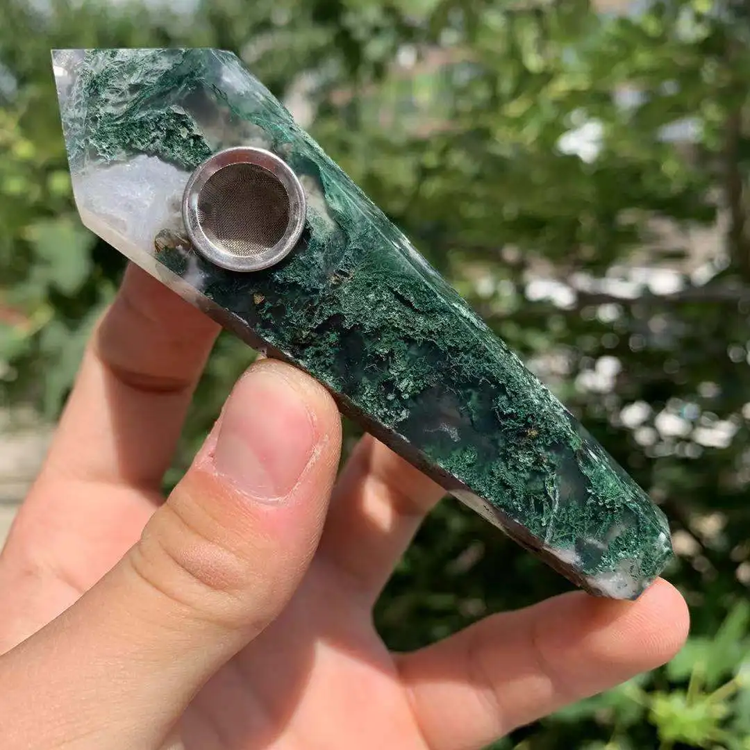 

Natural water grass agate chimney, cigarette holder, quartz stick