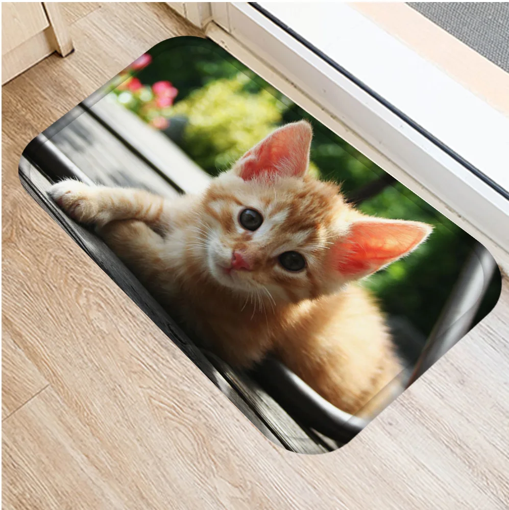 Милый Кот фланелевый нескользящий коврик может Diy сделанный на заказ Рисунок