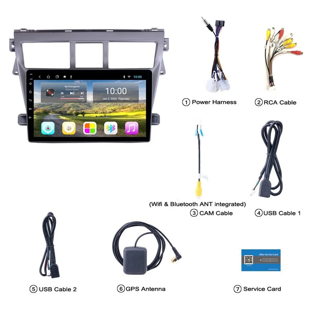 Автомобильный радиоплеер Android 10 0 для TOYOTA VIOS 2007-2013 с Wifi 4G AHD DSP Mirror Link резервная