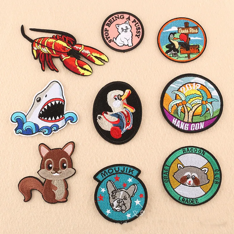 Высококачественный вышитый мультяшный Детский Железный пейзаж животное кошка