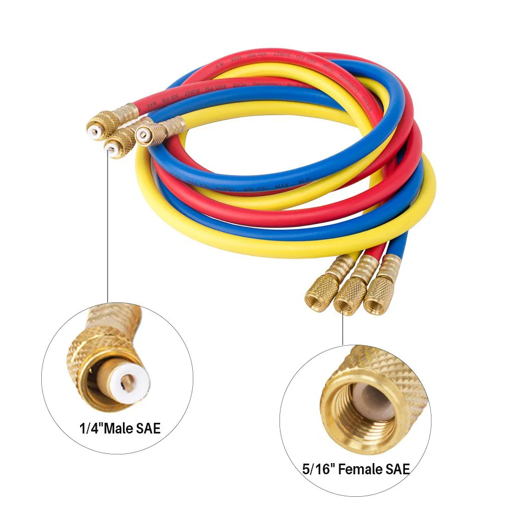 

Free Delivery A/C Charging Hose Set for HVAC Air Condition Refrigerant R12 R22 R502 Car Accessories