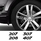 4 предмета в комплекте, для Peugeot RCZ Rifter 108 206 207 208 307 308 407 3008 обод колеса автомобиля наклейки виниловые ПВХ Водонепроницаемый наклейки на авто аксессуары