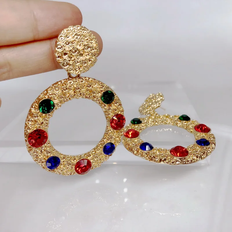 

TOTASALLY Hyperbole Women Earrings Stunning Big Circle Colorful Stone Dangle Earring Oversize Chunky Earrings Jewelry dropship