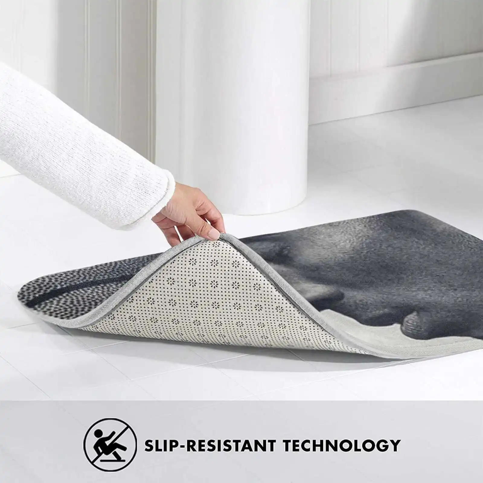 Мягкий интересный ковер с изображением легенды Брайанта черно-белого цвета для