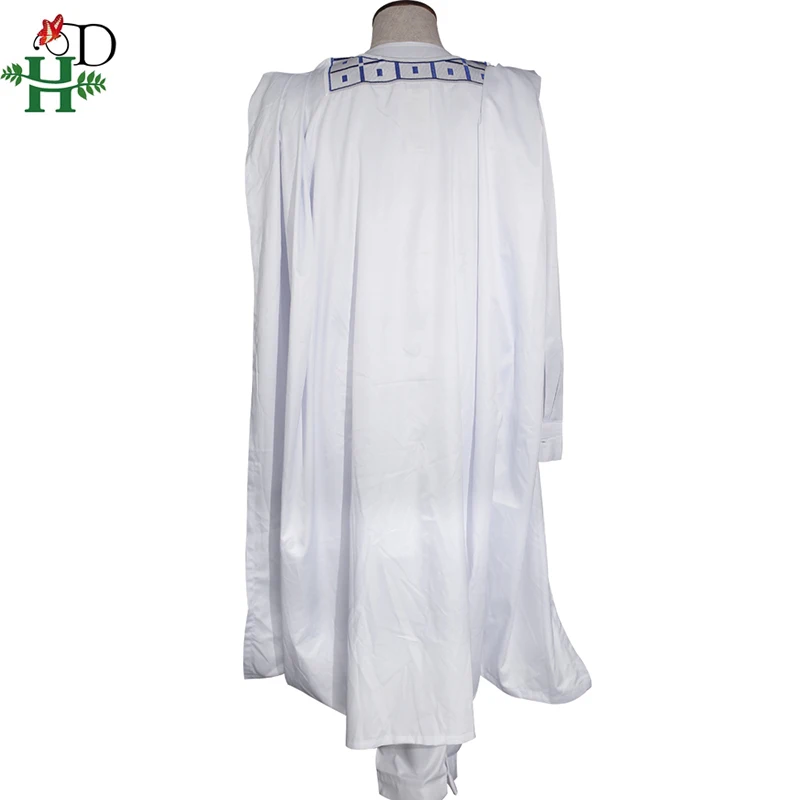 H& D agbada Мужская африканская одежда с длинными рукавами, топы и штаны, костюм с вышивкой Дашики, комплект из 3 предметов, традиционный наряд в африканском стиле
