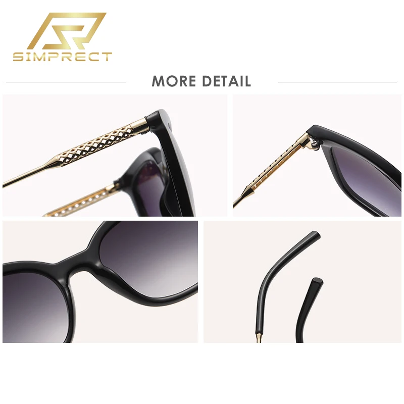 SIMPRECT Square Sunglasses Women 2022 Luxury Brand Designer Fashion Vintage Sun Glasses Retro UV400 Metal Shades For Women