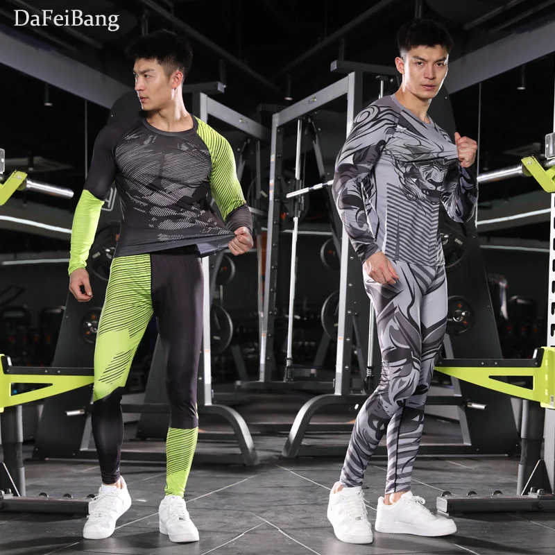 

Men Sportswear Compression Suits Breathable Gym Clothes Man Sports Joggers Training Gym Fitness Tracksuit Running Sets