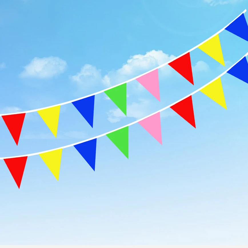 Solid Red Blue Pennant Banners Flags String Bunting Party Decorations for Grand Opening Kids Birthday Events Celebration | Дом и сад