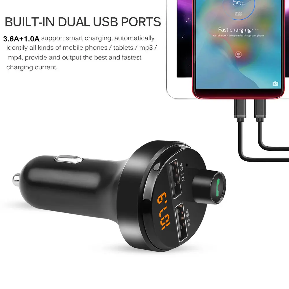 Автомобильный комплект громкой связи TF карта USB AUX Bluetooth FM передатчик модулятор