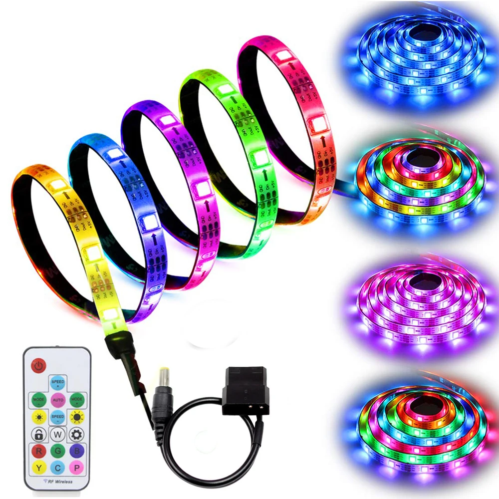 Адресуемых Rgb Ws2811 IC светодиодные полосы 12V Радуга цифровая светильник для ПК