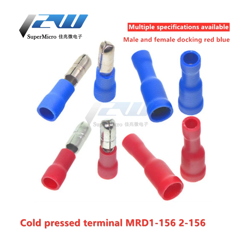 50 шт. Красный Мужской Женский Разъем с изоляцией, обжимные клеммы для проводки, кабельный разъем