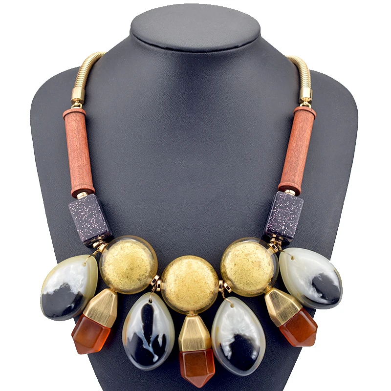 Ожерелье-чокер из смолы женское модное Массивное колье с геометрическим кулоном