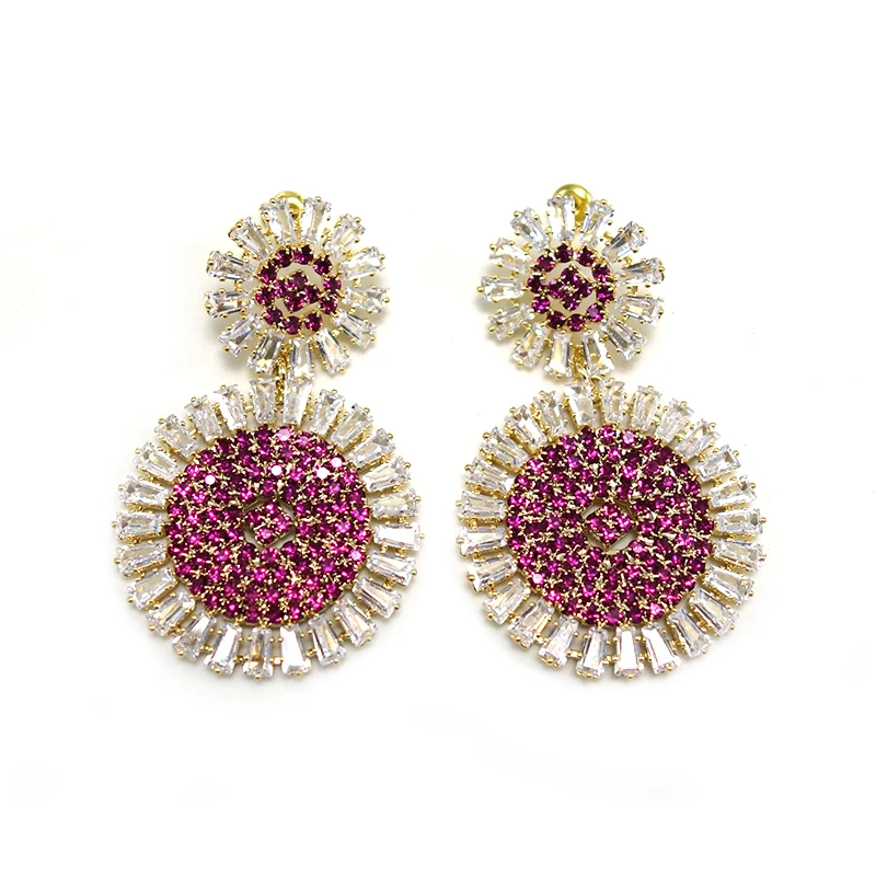 

Vintage Luxury Sandblasting Round shape Dangle Earrings For Women Wedding Bridal Earrings boucle d'oreille femme 2021