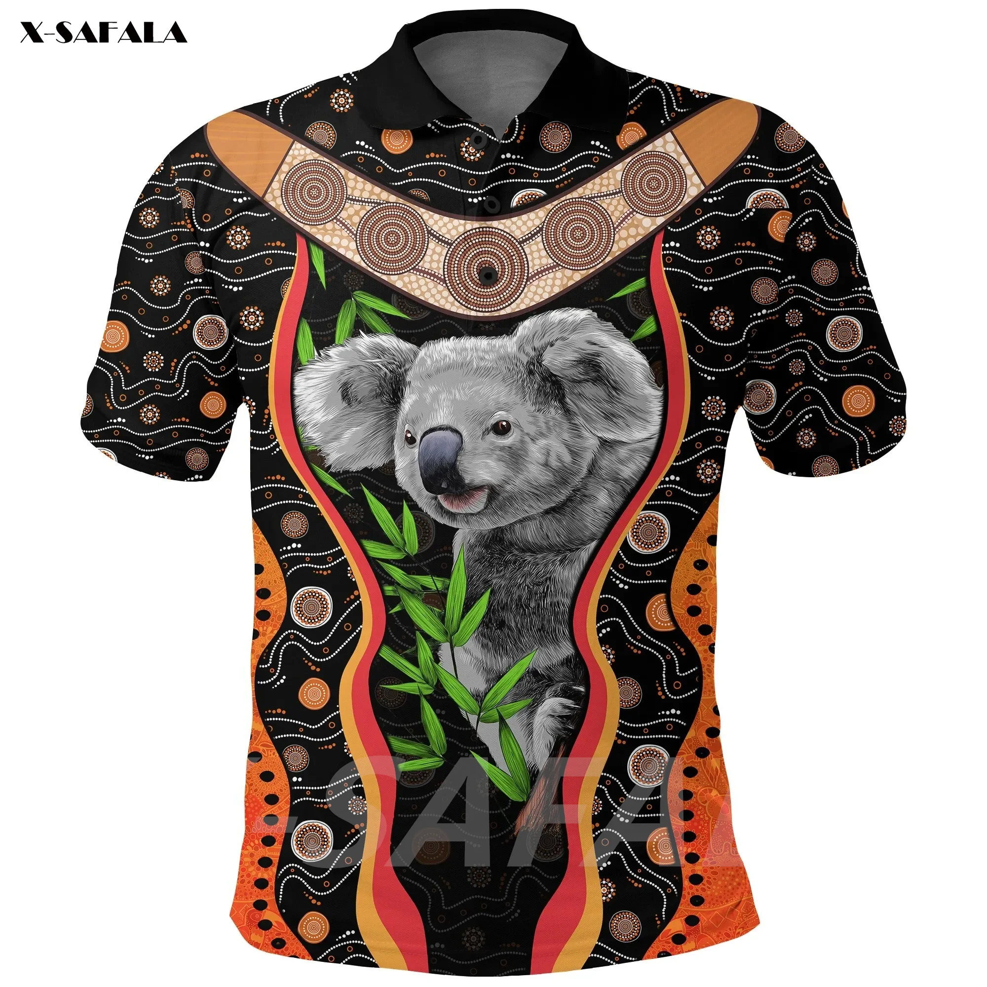

ABORIGINAL KOALA Australia 3D Printed High Quality New Polyester Fiber Men Female Collar Polo Shirt Tee Tops Anti Shrink