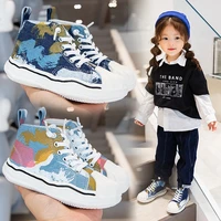 spring autumn children canvas shoes girls sneakers fashionable colorful graffiti high top kids casual sport shoes 3 14t
