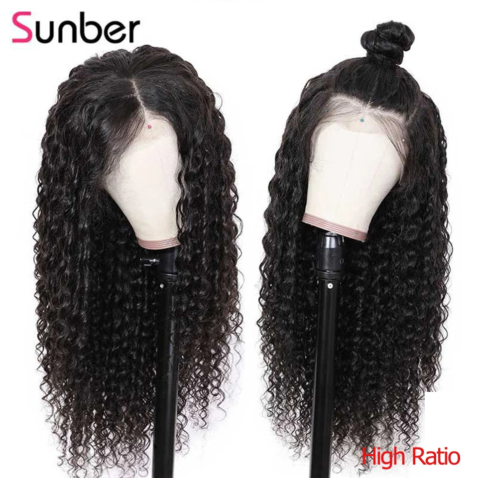 Sunber Hair Pervian глубокая волна человеческие волосы парики 12-22 дюймов предварительно выщипанные волосы remy 150% Плотность 13*6 парик фронта шнурка с детскими волосами