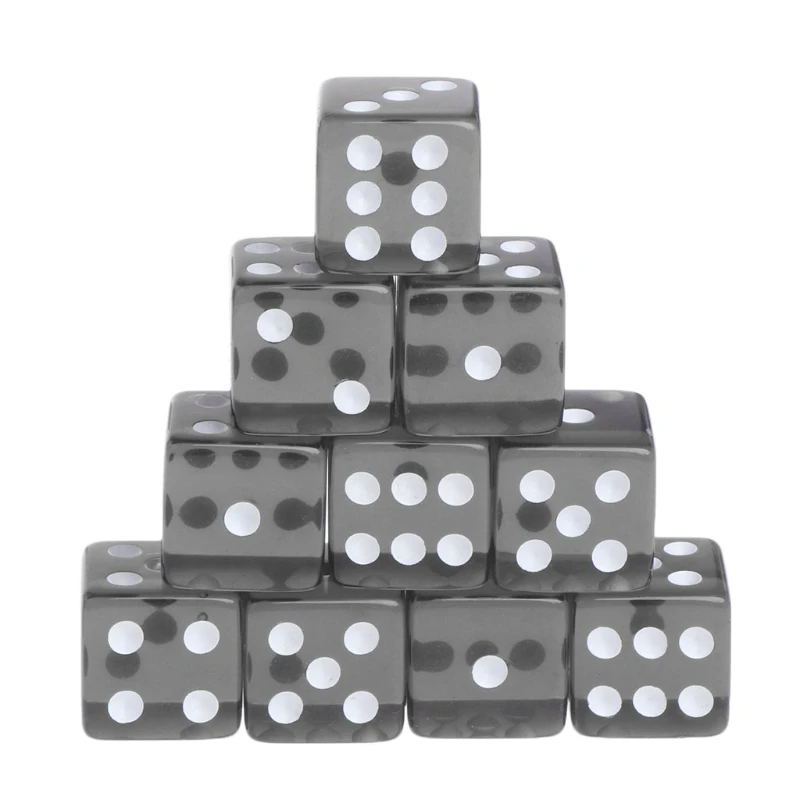 

10pcs Six Sided 15mm Transparent Cube Round Corner Portable Table Playing Games