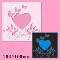 metal cutting dies butterfly with heart in square for card diy scrapbooking stencil paper craft album template dies 103105mm