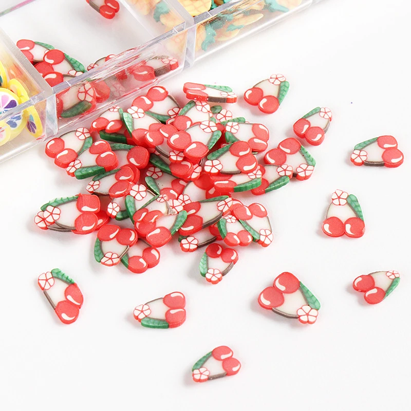 

12 Girds 3D Soft Ceramics Nail Sticker Easter Nail Art Decoration Mixed Fruit Slices Polymer Clay Decal Manicure Tool