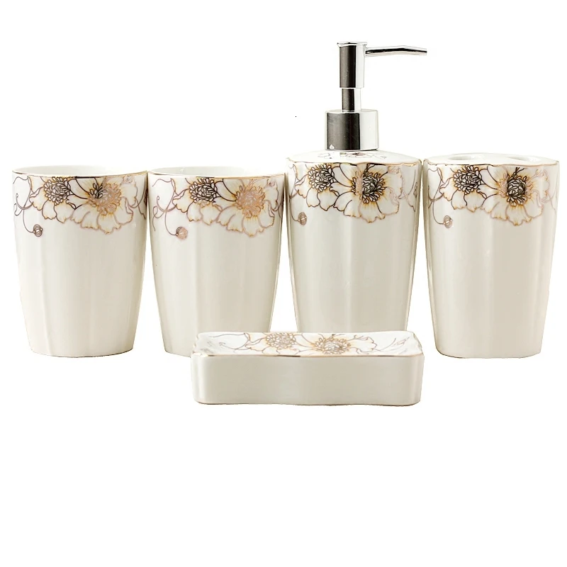

Ceramic sanitary ware five-piece suit bathroom supplies wash mug European wedding dental gear