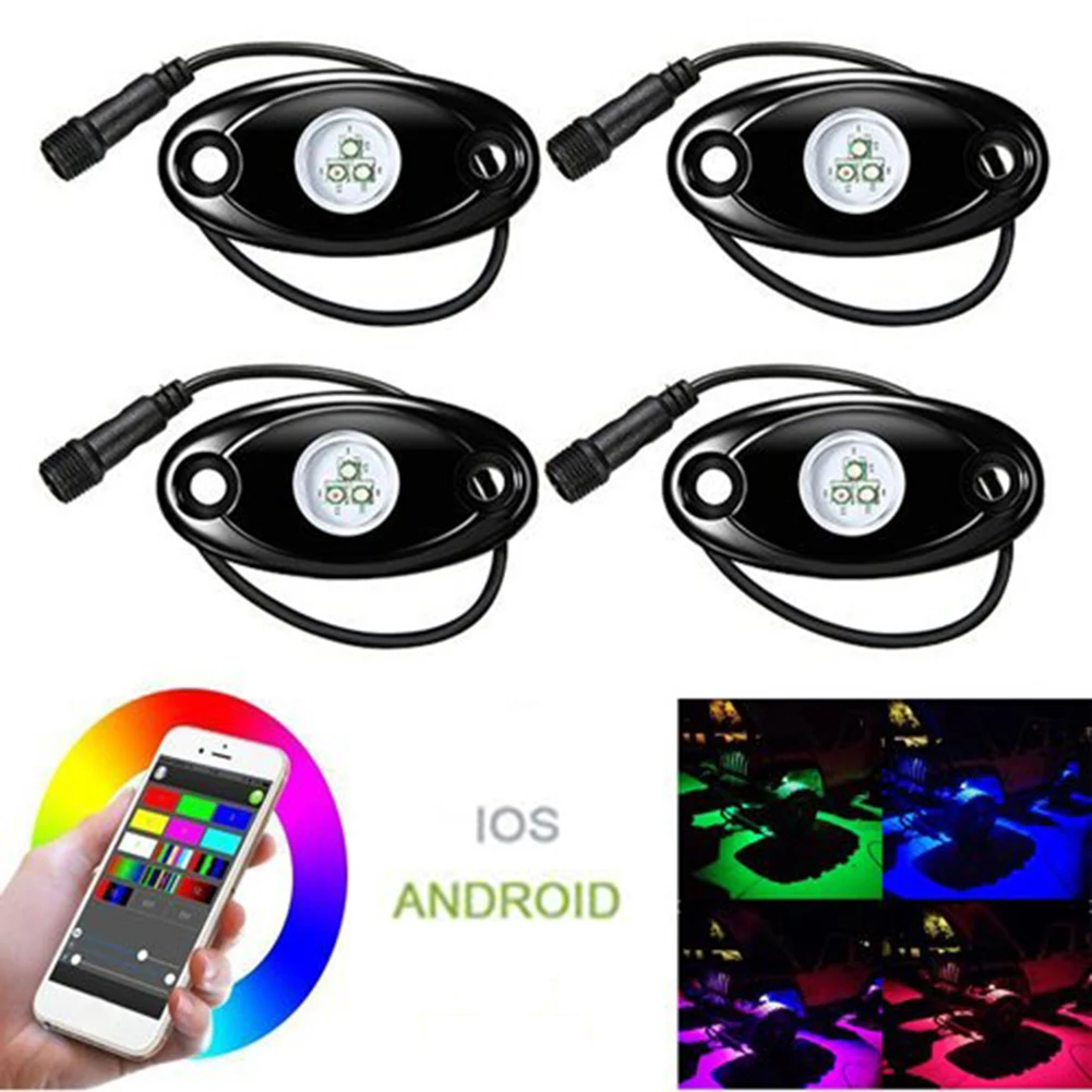 4 Pod RGB светодиодные рок светильник s Bluetooth App Управление украшение автомобиля