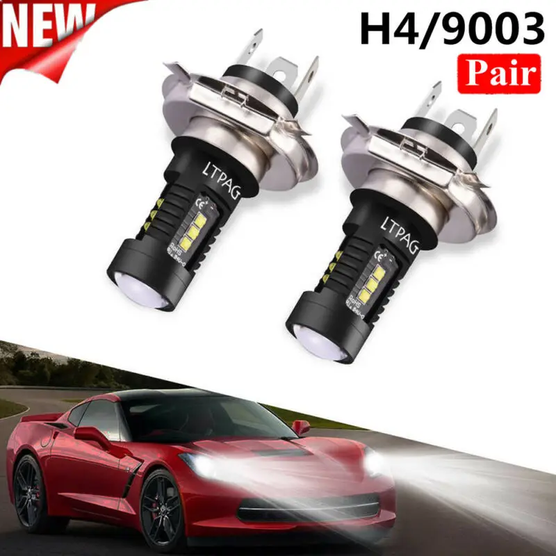 

6000K Car Headlights COB LED Lamp Bulb 2pcs H4 9003 60W 1800LM DC 12V-24V