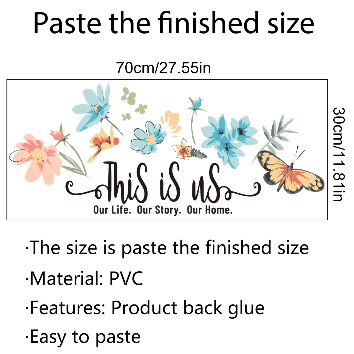

Modern Creative English This Is Us Butterfly Flower Wall Stickers Bedroom Living Room Decoration Wall Stickers TL0610