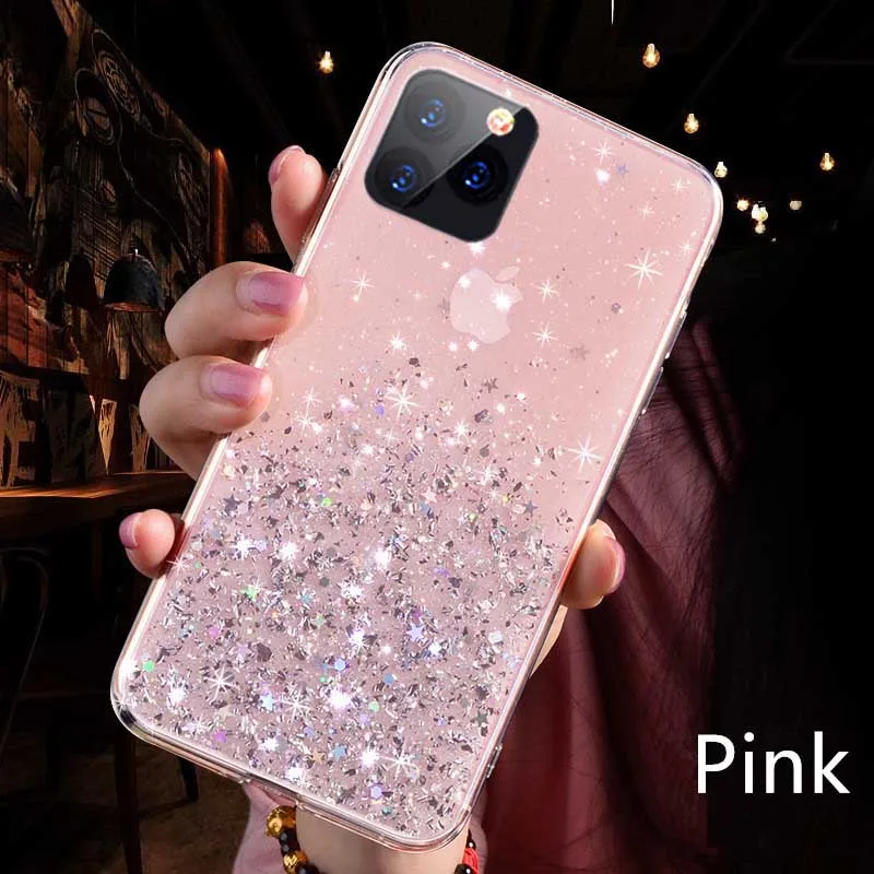 Блестящий чехол LOVECOM с блестками и звездами для iPhone 13 Pro 12 11 Max XR XS 6 7 8 Plus X