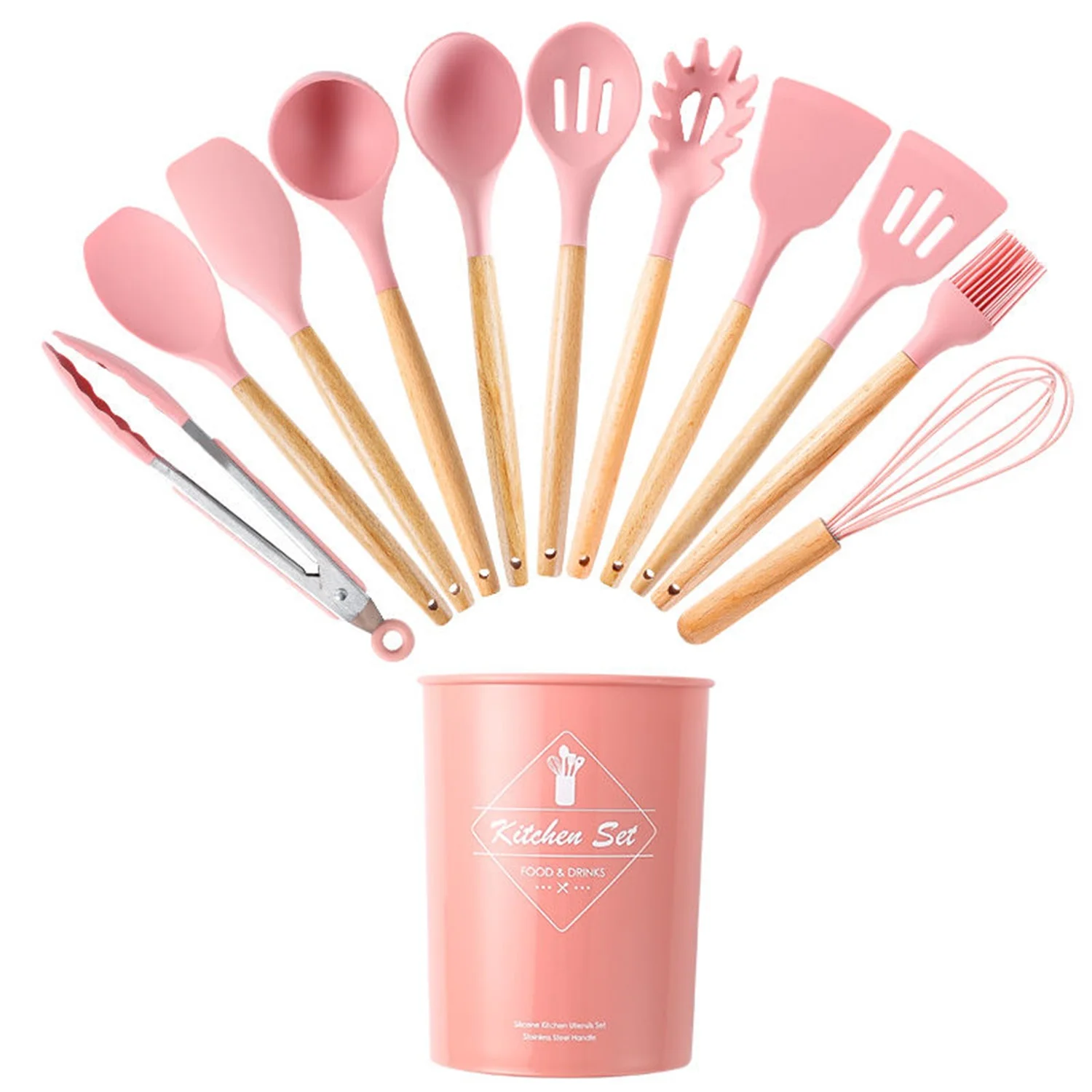 Schnesland Silicone Kitchen Tools Set with Spatula Turner Spoon Egg Whisk