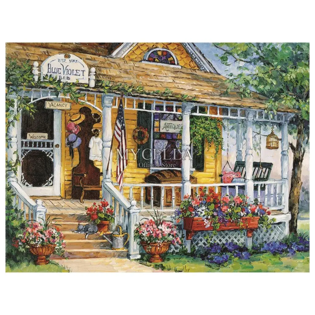 Алмазная 5D картина сделай сам с синими фиолетовыми цветами вышивка алмазная